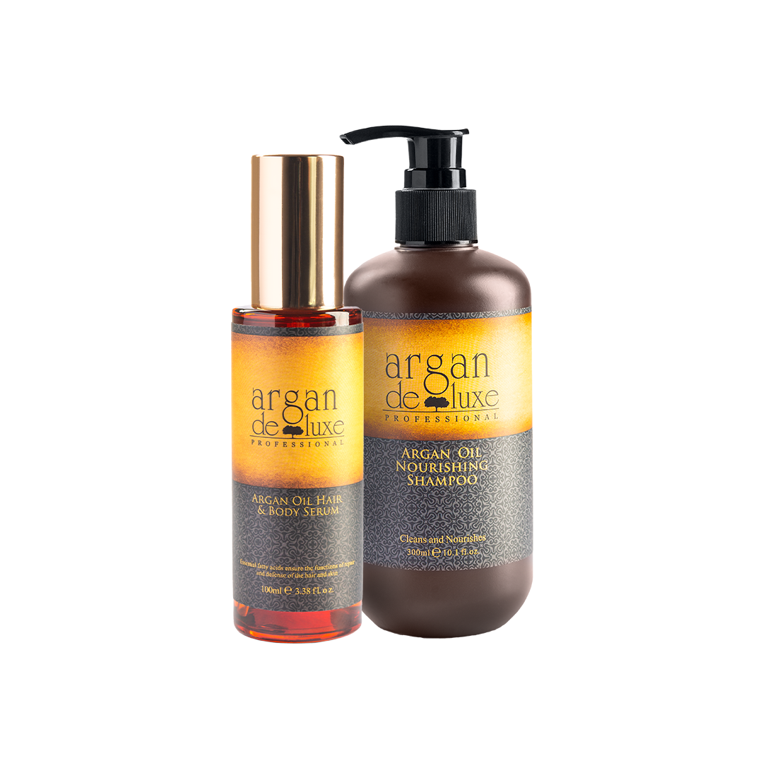 ARGAN OIL HAIR AND BODY SERUM + ARGAN OIL NOURISHING SHAMPOO